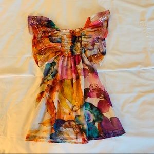 Beautiful watercolor painted butterfly dress.